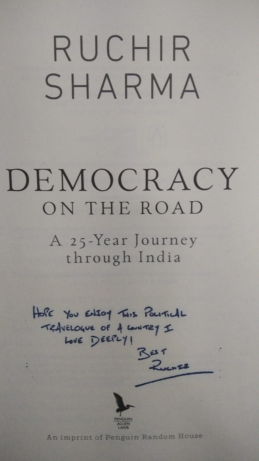 Democracy on the Road: A 25 Year Journey through India {HARDCOVER} (WITH SIGN)