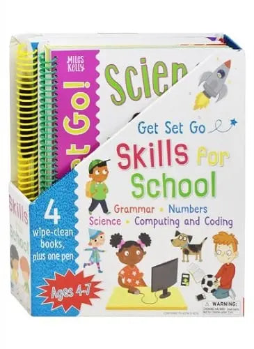Wipe Clean Workbooks: Get Set Go Skills for School [Set of 4 Spiral-bound Box Set] [Ages 4-7] by Milles Kelly