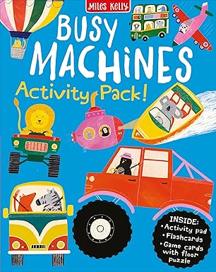 Busy Machines Activity Pack [Hardcover] by Claire Philip [Inside: Activity Pad, Flashcards ,Game cards with floor puzzle] [Premium Books]