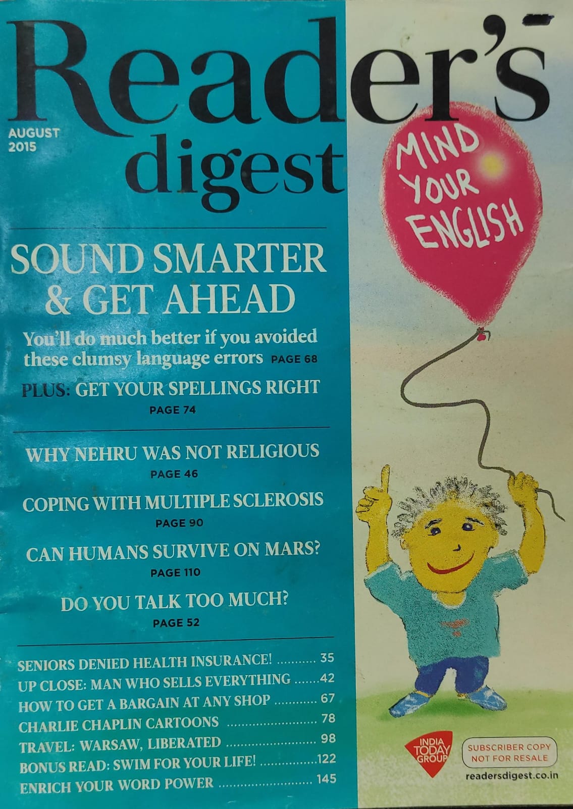 Reader's Digest - August  2015 [Rare book]