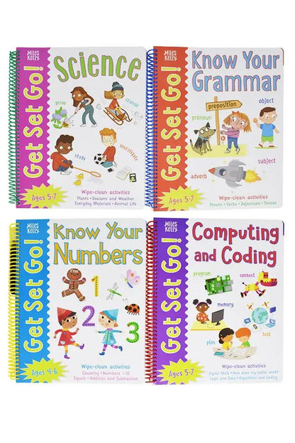 Wipe Clean Workbooks: Get Set Go Skills for School [Set of 4 Spiral-bound Box Set] [Ages 4-7] by Milles Kelly