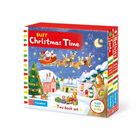 Busy Christmas Time (push pull slide) two book set  Board book