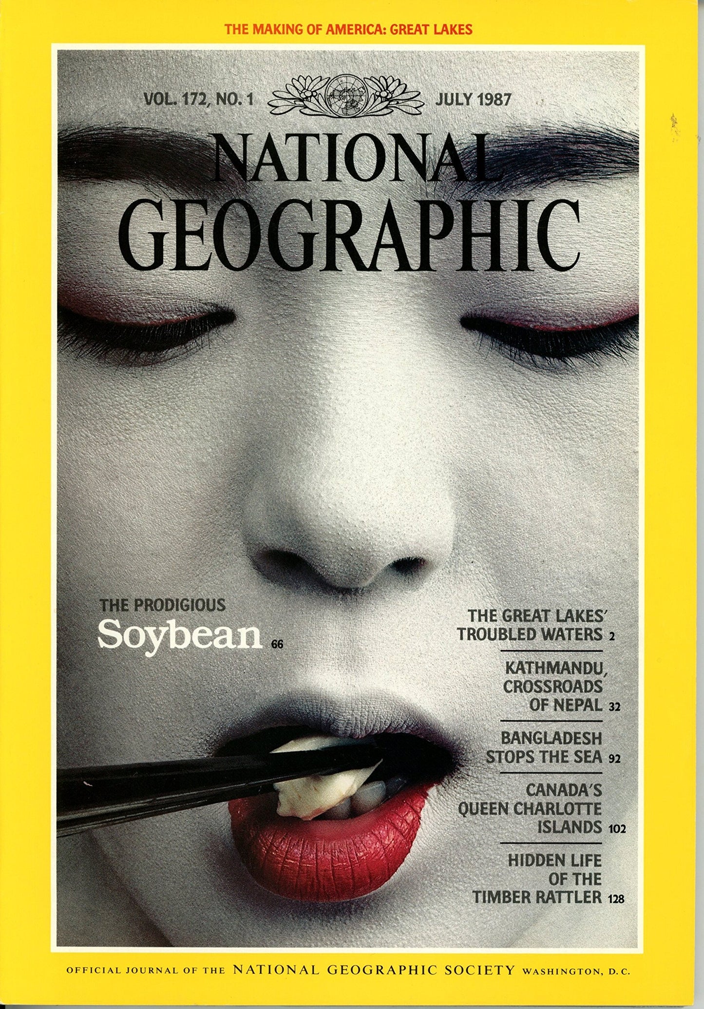 The prodigious soybean [national geographic][rare books][july 1987]